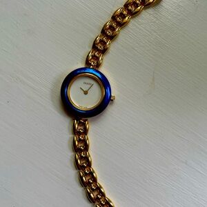 Vintage Gucci Watch Bezel, Swiss Made, Gold And Blue